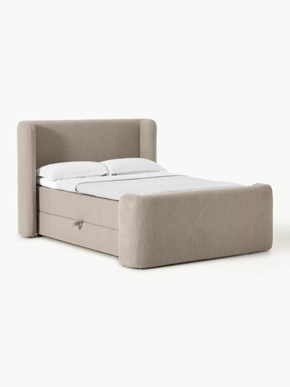 Westwing Collection Bouclé boxspring bed Perla met opbergruimte | Bedden | Boxsprings