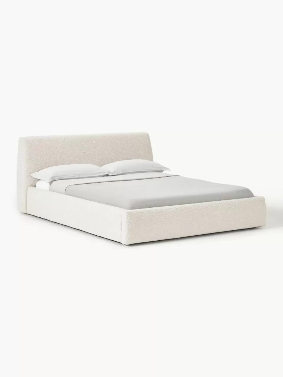 Westwing Collection Bouclé gestoffeerd bed Cloud met opbergruimte | Bedden | Gestoffeerde Bedden