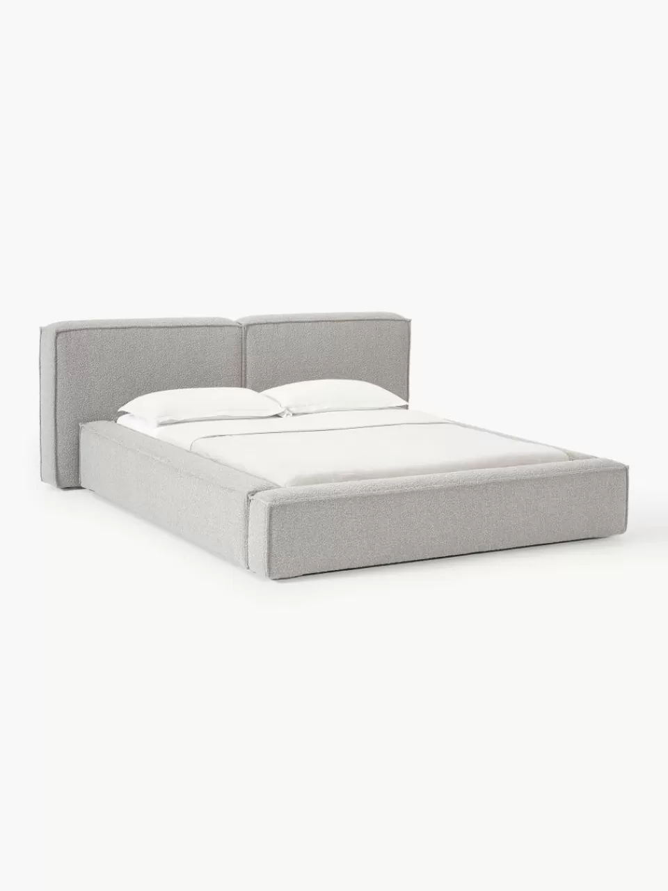 Westwing Collection Bouclé gestoffeerd bed Lennon met opbergruimte | Bedden | Gestoffeerde Bedden