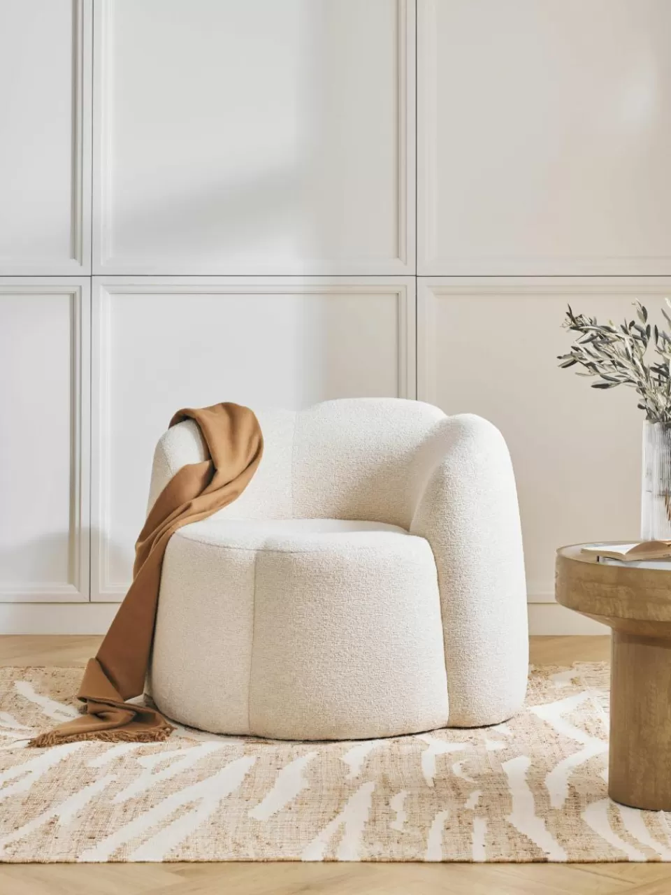 Westwing Collection Bouclé loungefauteuil Fleur | Fauteuils | Relaxfauteuils