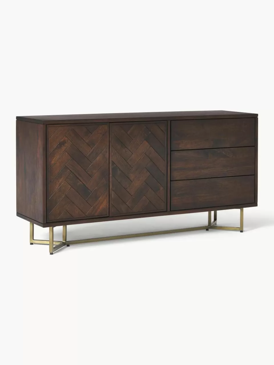 Westwing Collection Dressoir Luca van mangohout met visgraat-patroon | Dressoirs