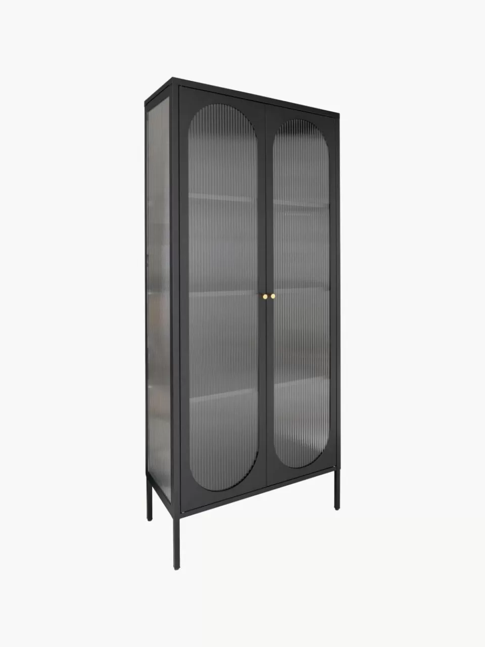 House Nordic Eikenhouten vitrine Adelaide met gegroefd glas | Vitrinekasten | Vitrinekasten