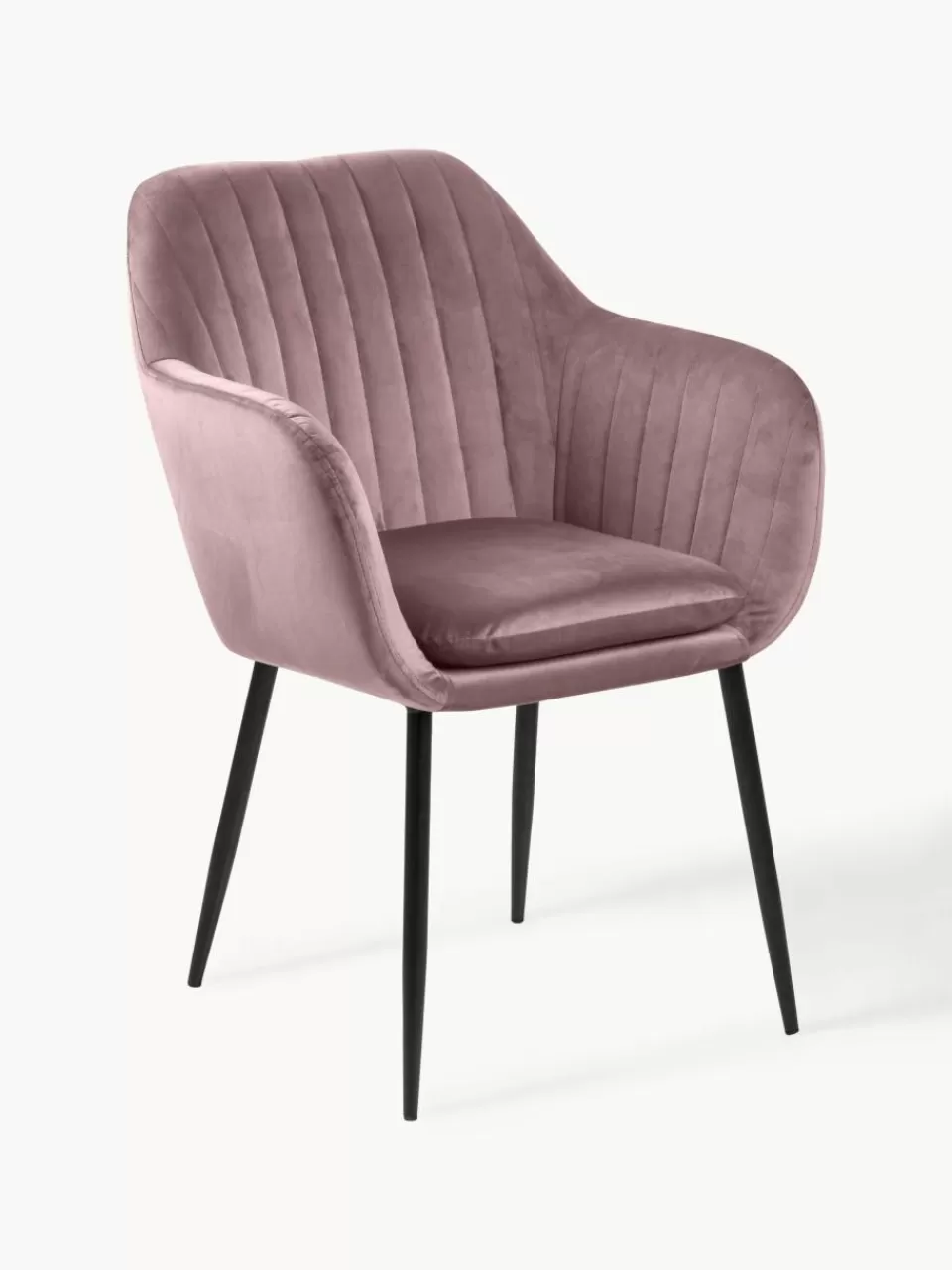 Westwing Fluwelen armstoel Emilia met metalen poten | Stoelen