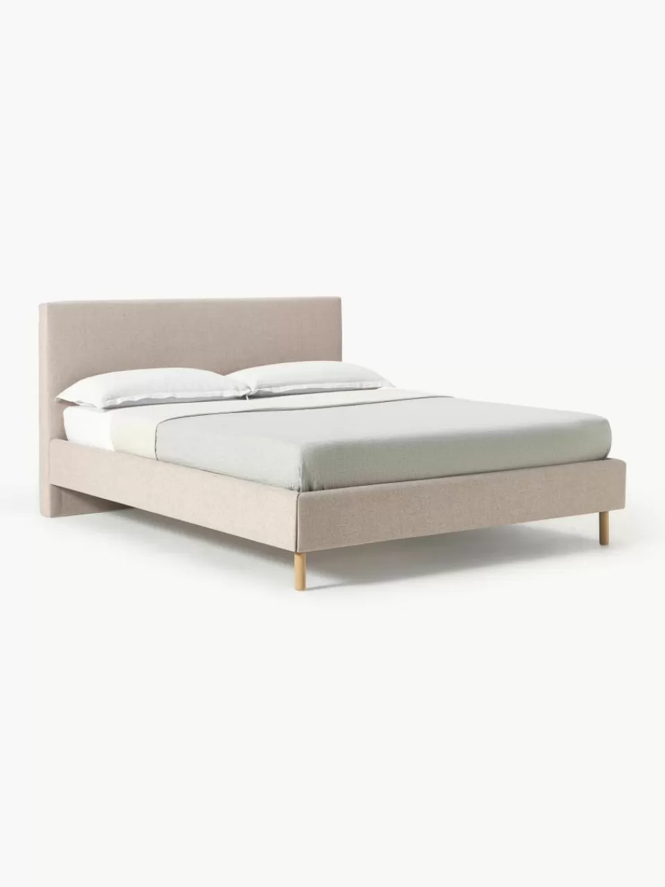 Westwing Collection Gestoffeerd bed Giulia met houten poten | Bedden | Gestoffeerde Bedden