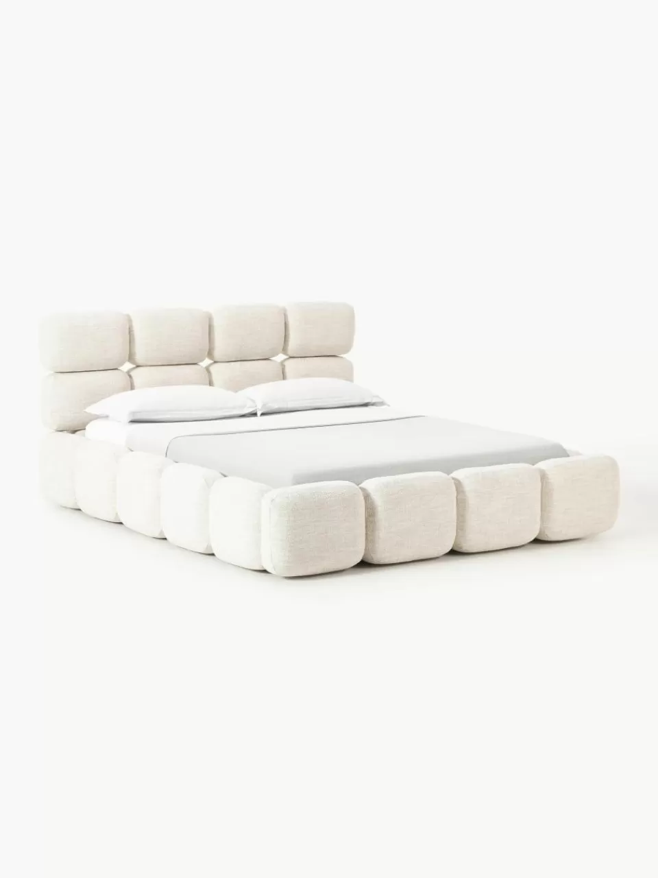 Westwing Collection Gestoffeerd bed Tayla van bouclé | Bedden | Gestoffeerde Bedden