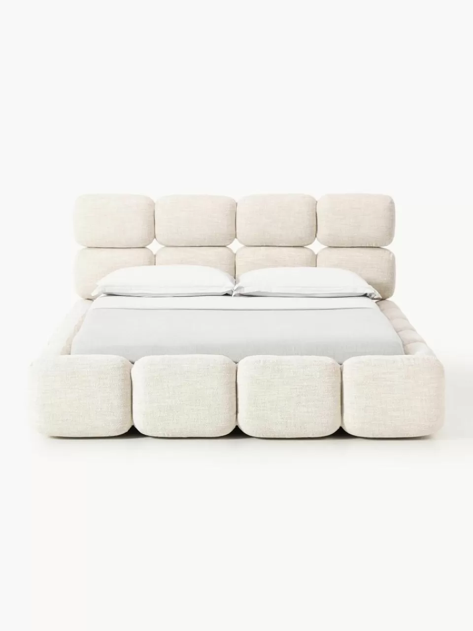 Westwing Collection Gestoffeerd bed Tayla van bouclé | Bedden | Gestoffeerde Bedden