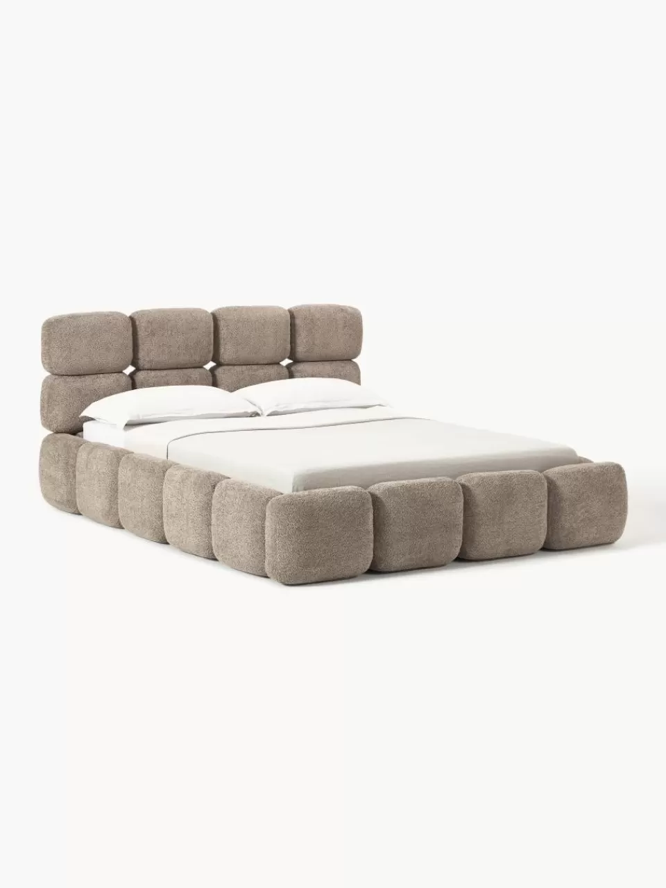 Westwing Collection Gestoffeerd bed Tayla van teddy bouclé | Bedden | Gestoffeerde Bedden