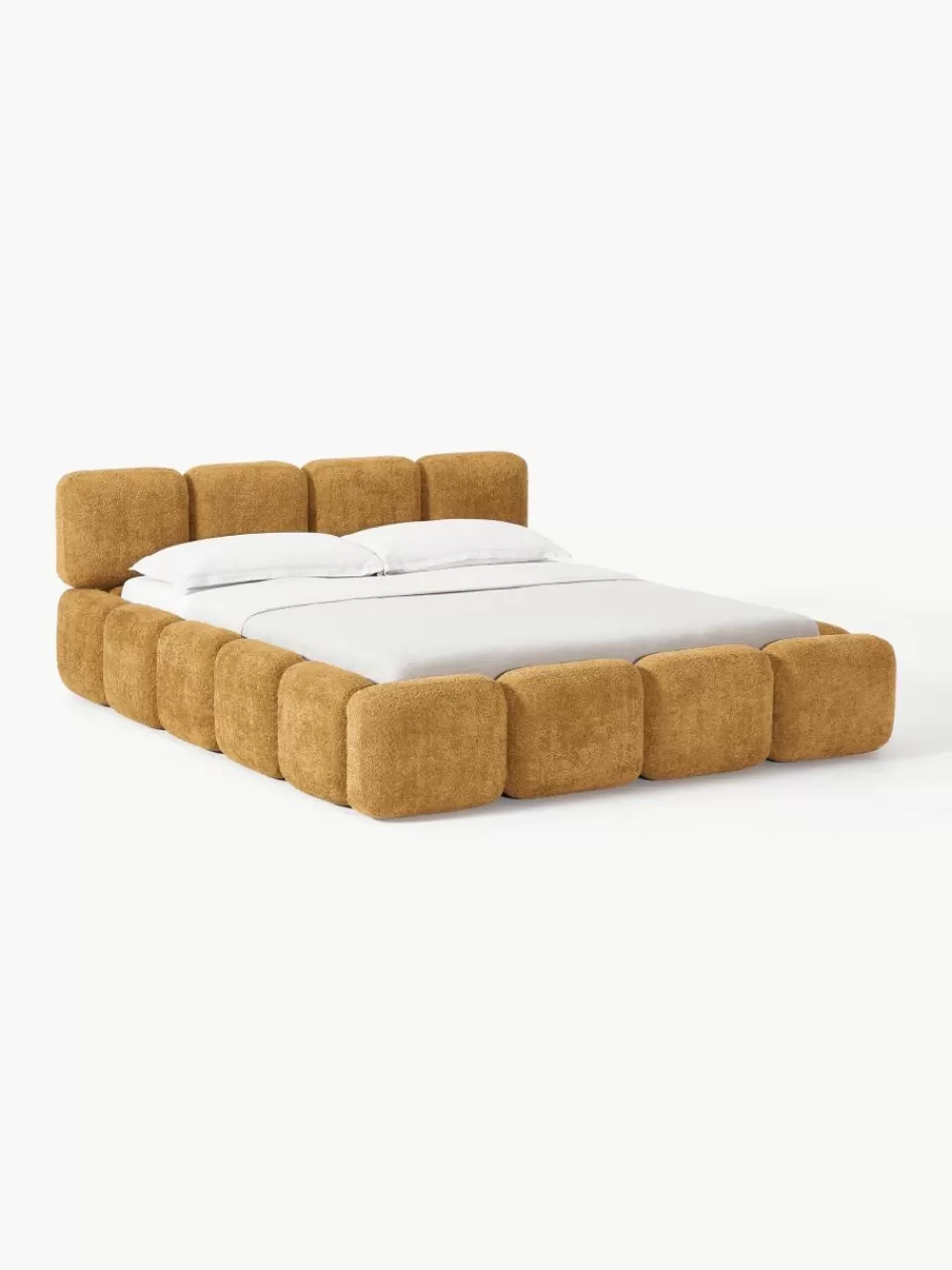 Westwing Collection Gestoffeerd bed Tayla van teddy bouclé | Bedden | Gestoffeerde Bedden