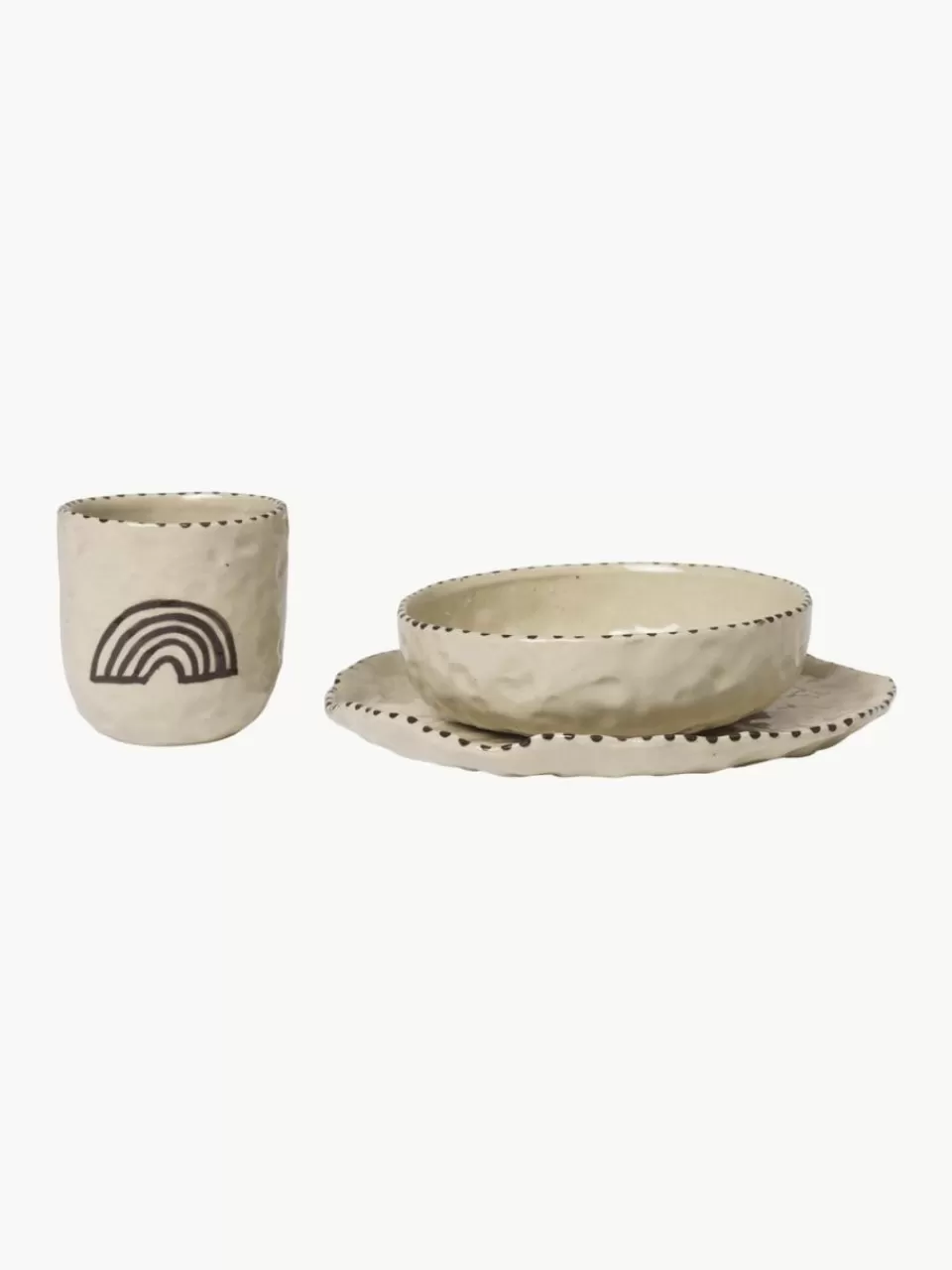 ferm LIVING Kids Handbeschilderd kinderservies Naive, 3-delig | Kinderservies & -Bestek