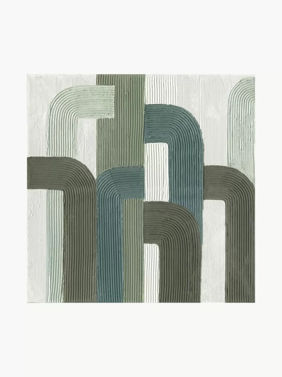 Agave Handbeschilderde canvasdoek Green Lines | Wanddecoratie | Canvasdoeken