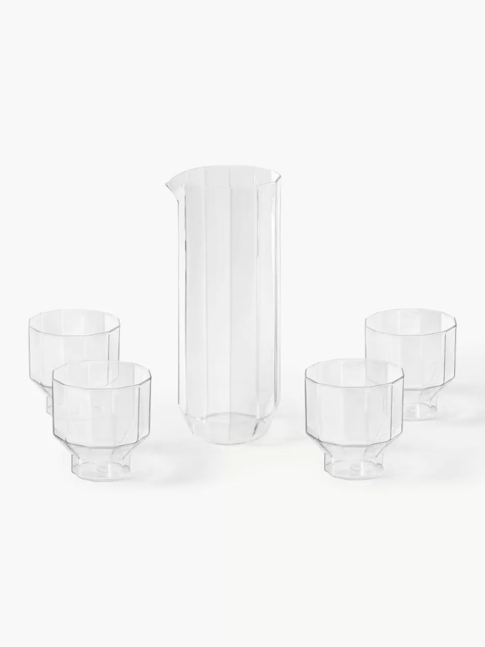 Westwing Collection Handgeblazen waterkaraf met Angoli glazen, set van 5 | Servies | Waterglazen