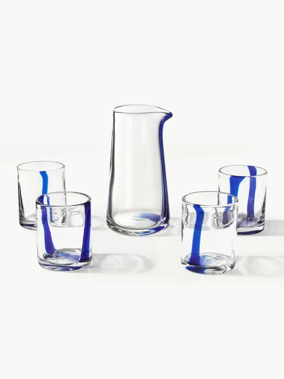 Westwing Collection Handgeblazen waterkaraf Taha met waterglazen, set van 5 | Waterglazen | Servies