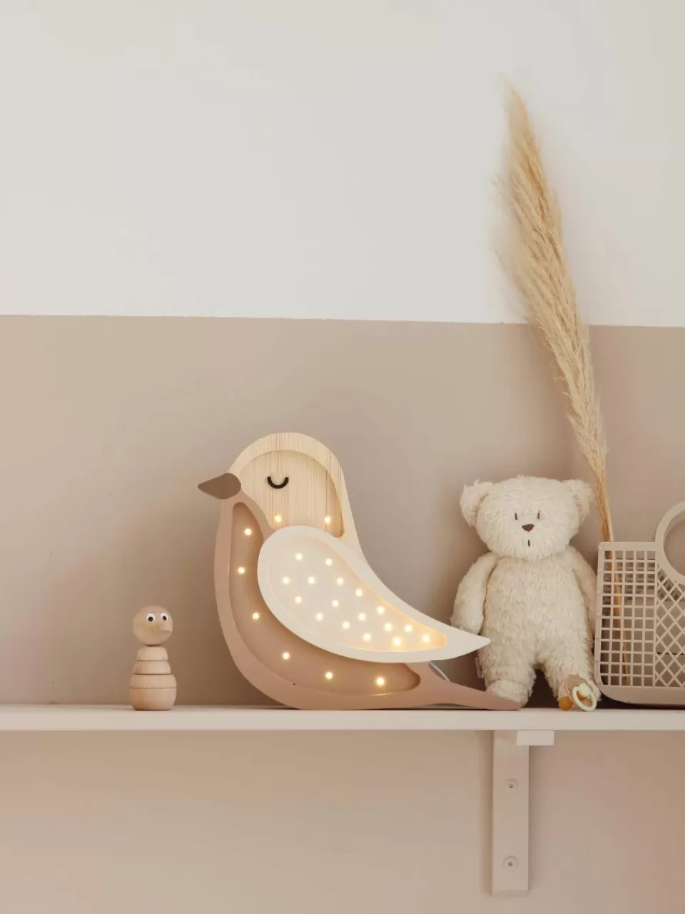 Little Lights Handgemaakte LED-kinderlamp Bird met timerfunctie en afstandsbediening, dimbaar | Kinderlampen | Kinderlampen