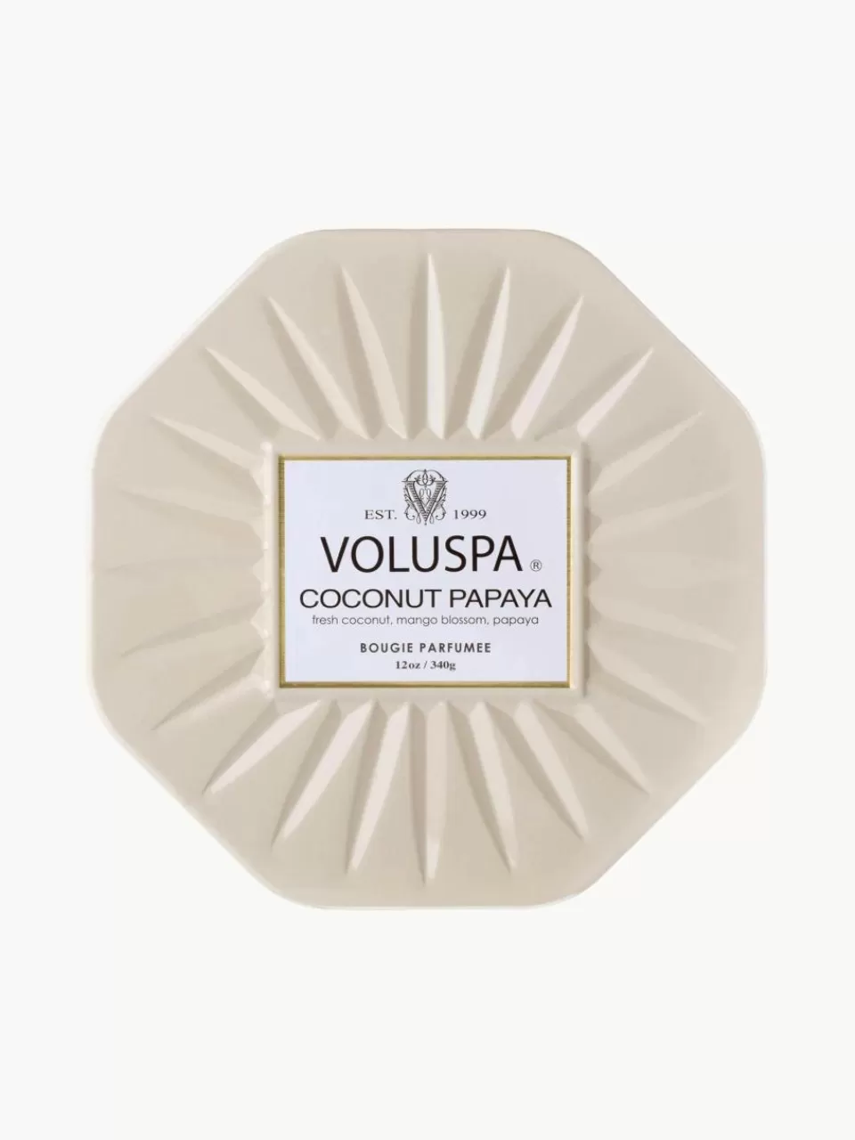 Voluspa Handgemaakte 3-lonts geurkaars Bougie Parfumee (kokosnoot, mangobloesem & papaja) | Kaarsen & Kaarsenhouders | Geurkaarsen