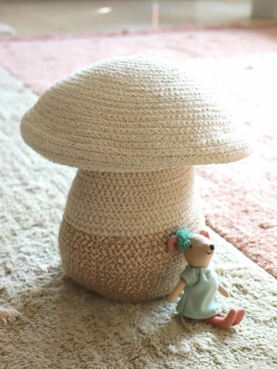 Lorena Canals Handgemaakte opbergmand Mushroom met deksel, H 27 cm | Speelgoed Opbergen | Speelgoed Opbergen