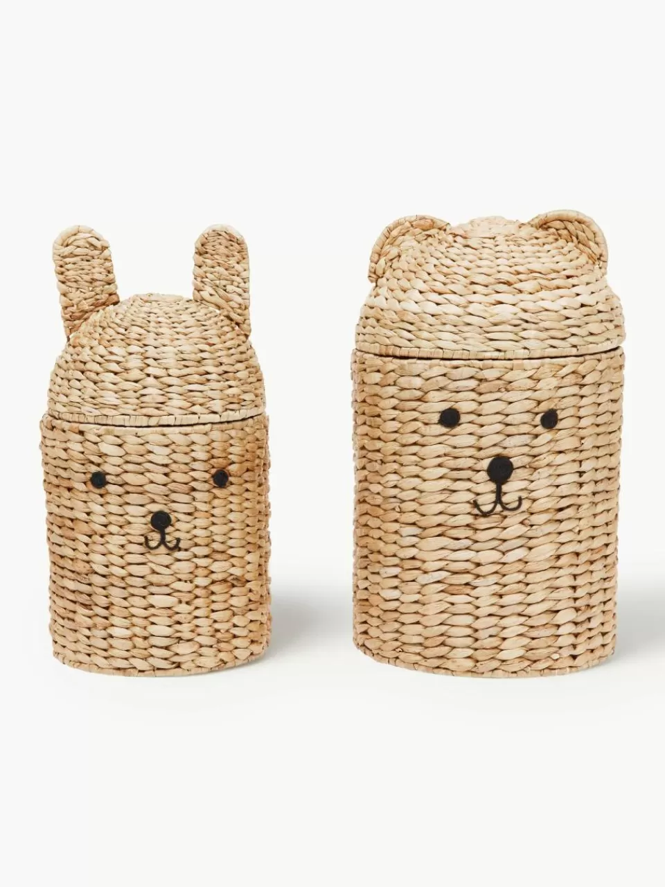 Oyoy Living Design Handgemaakte opbergmanden Bear & Rabbit met deksel, set van 2 | Speelgoed Opbergen | Speelgoed Opbergen