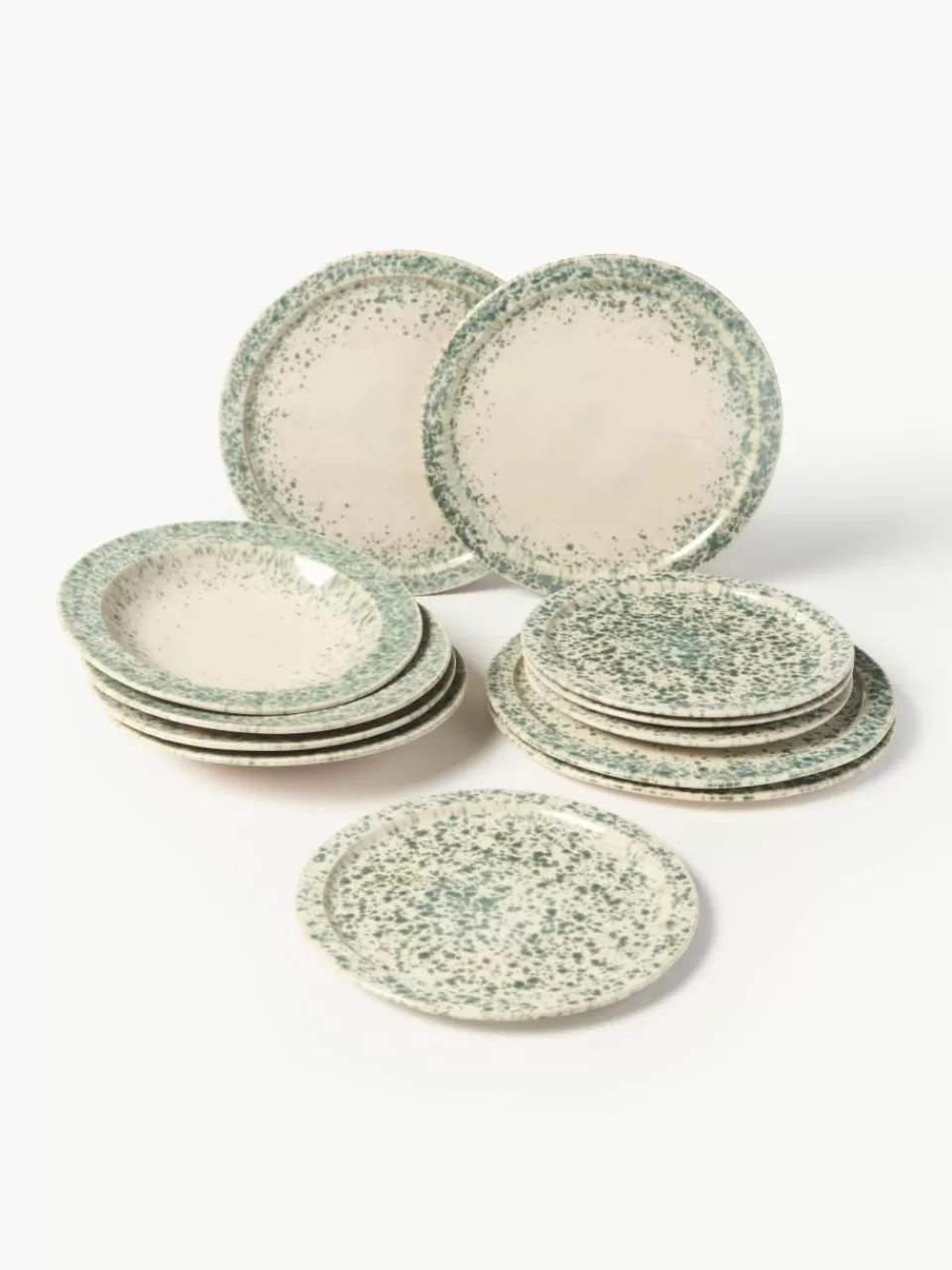 Westwing Collection Handgemaakte serviesset Bernardo, 4 personen (12-delig) | Servies | Serviessets