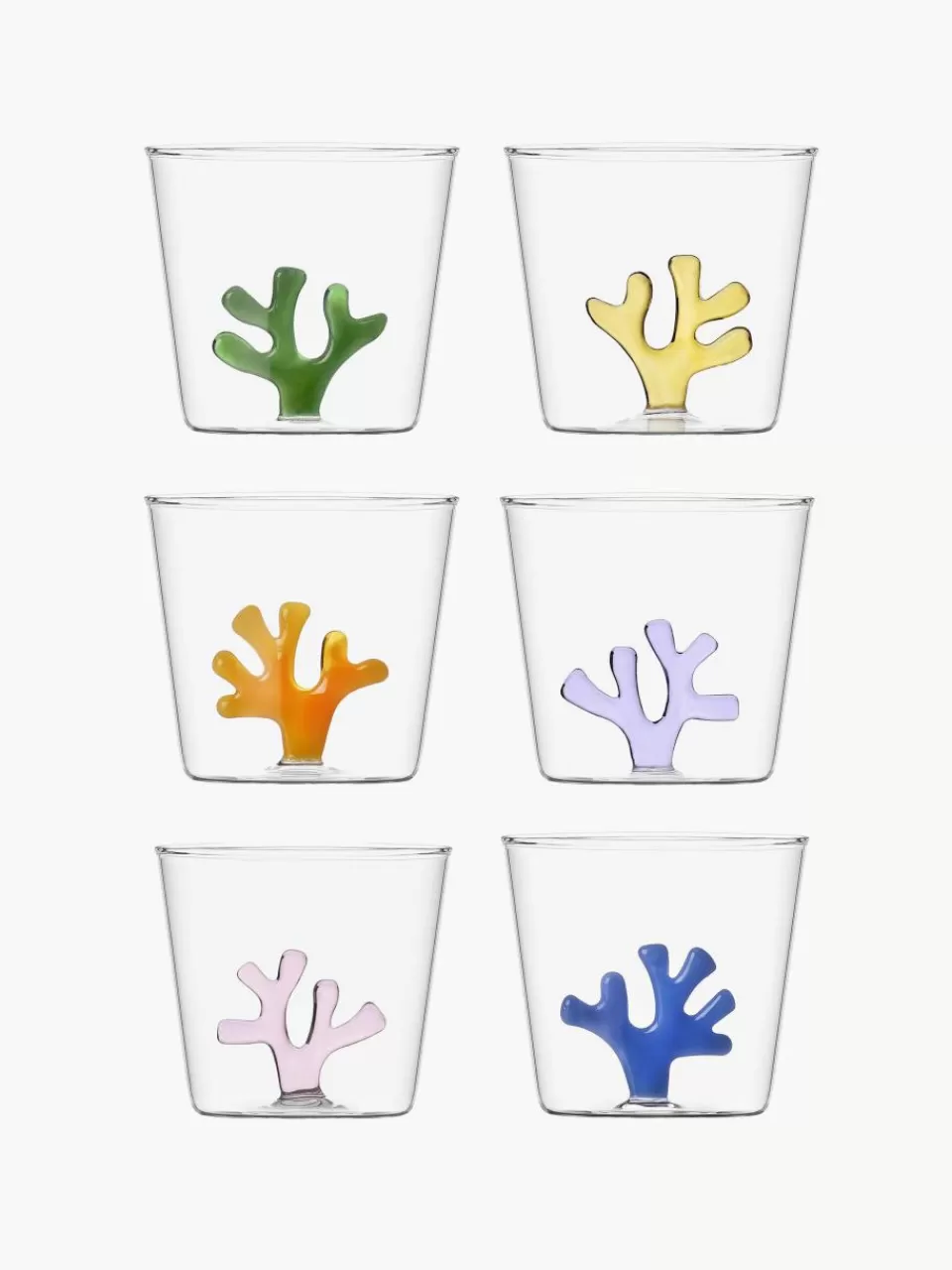 ICHENDORF Handgemaakte waterglazen Coral Reef, 6-delig | Servies | Waterglazen