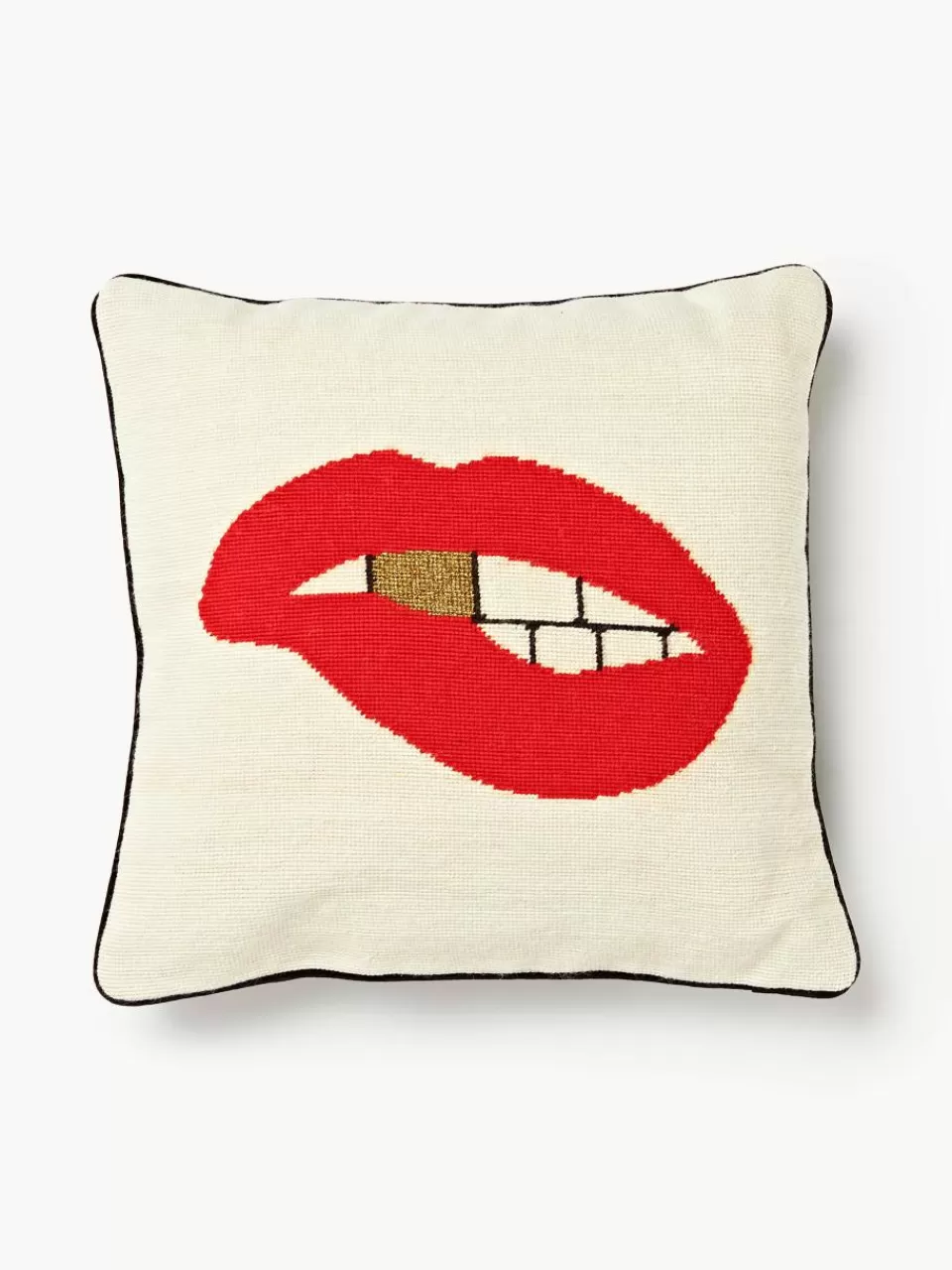 Jonathan Adler Handgemaakte wollendecoratief kussen Lips Bitten | Sierkussens | Sierkussens