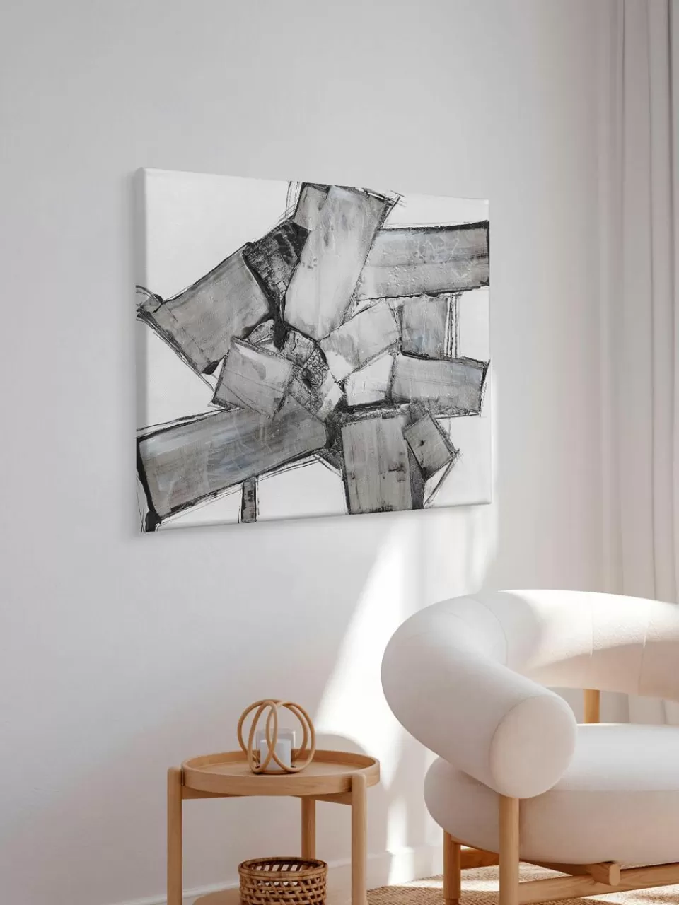 Incado Handgeschilderde canvasprint Donker Abstract | Wanddecoratie | Canvasdoeken