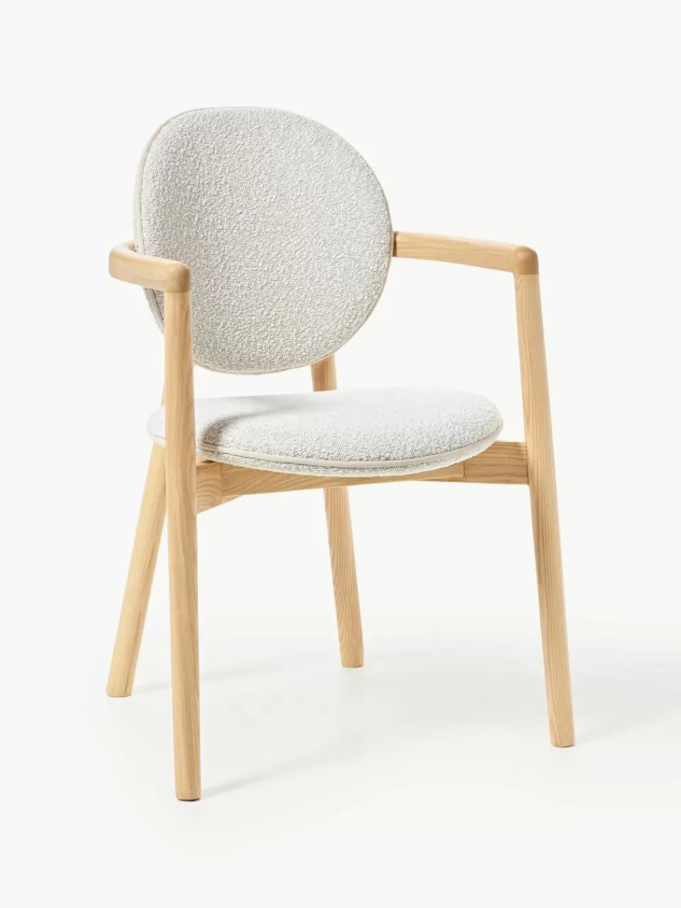 Westwing Collection Houten stoel Maia met bouclé bekleding | Stoelen