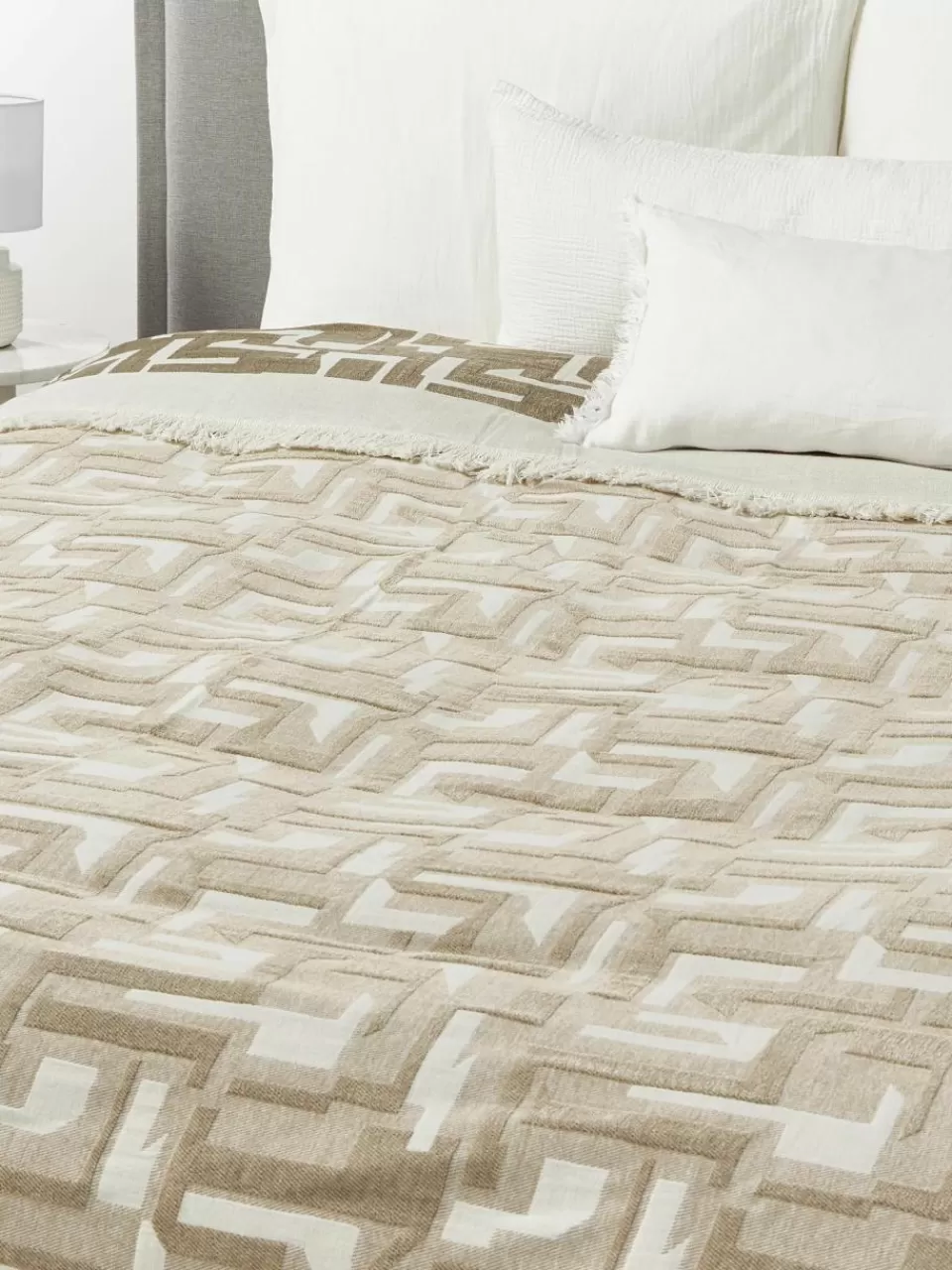 Westwing Collection Jacquard bedsprei Fran met franjes | Bedspreien