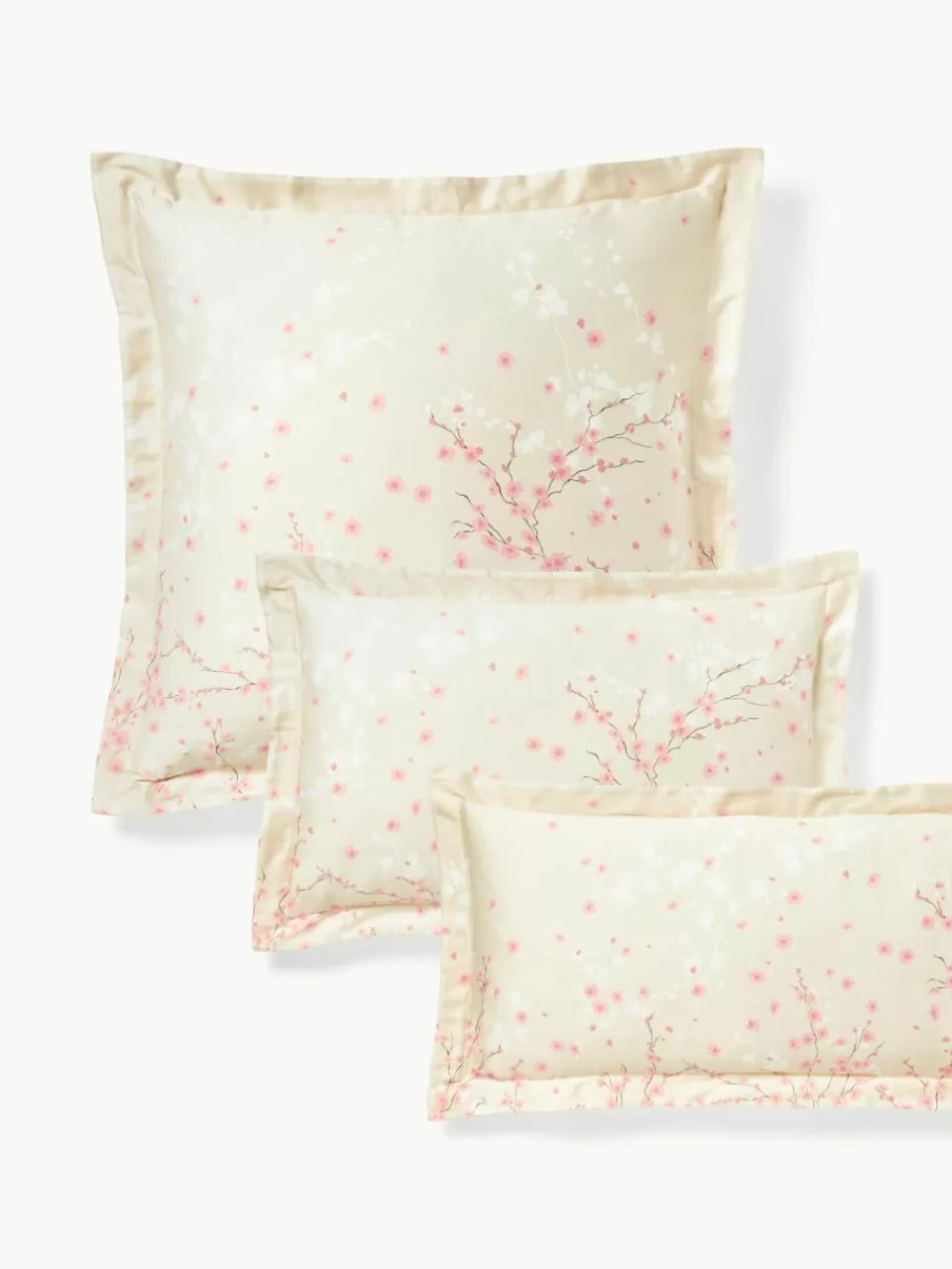 Westwing Collection Katoenensatijnen kussenhoes Sakura met bloemenprint | Kussenslopen