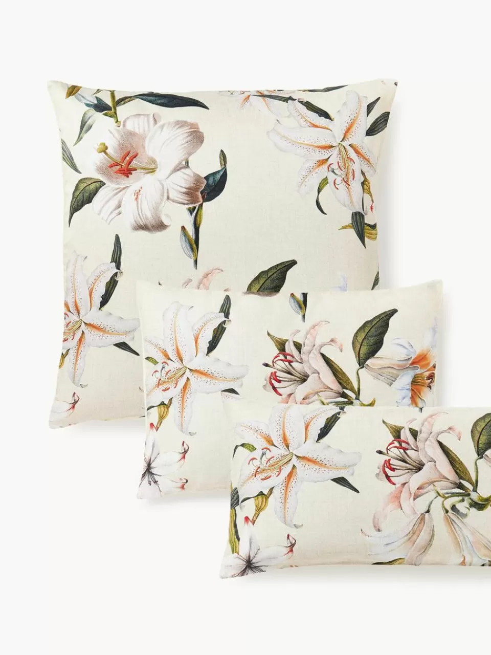 Westwing Collection Katoensatijnen kussenhoes Flori met bloemenprint | Kussenslopen