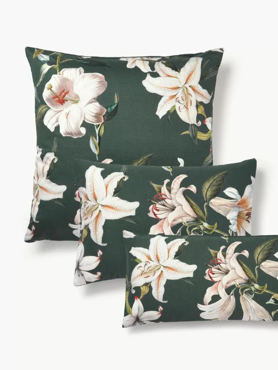 Westwing Collection Katoensatijnen kussenhoes Flori met bloemenprint | Kussenslopen