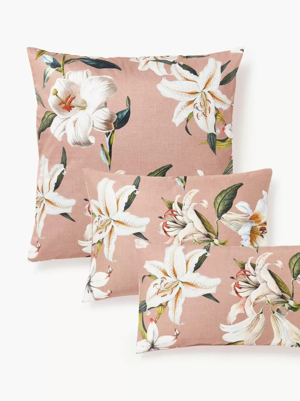 Westwing Collection Katoensatijnen kussenhoes Flori met bloemenprint | Kussenslopen