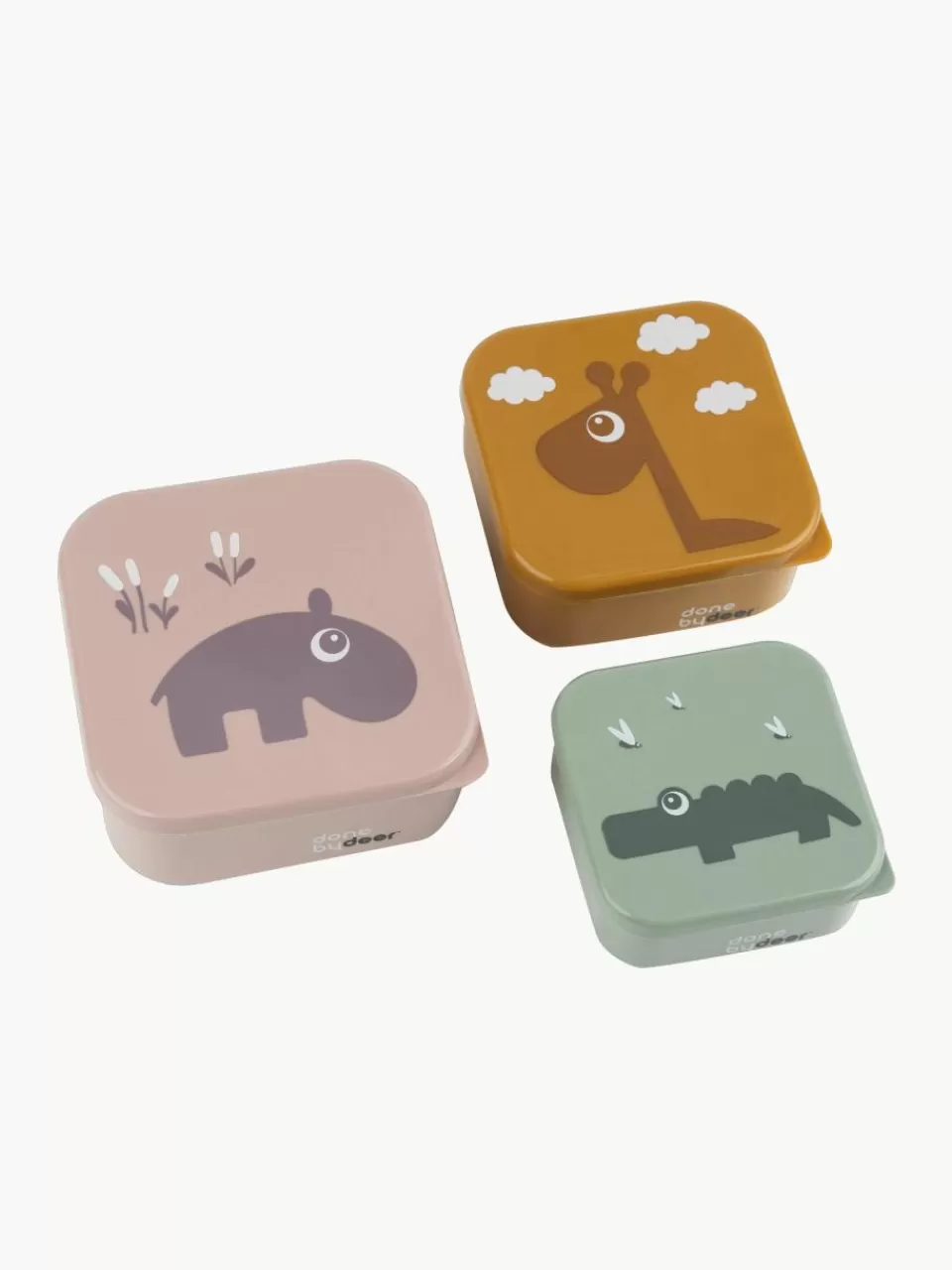 Done by Deer Kinderlunchbox Deer Friends, set van 3 | Broodtrommels & Flessen | Kinderservies & -Bestek