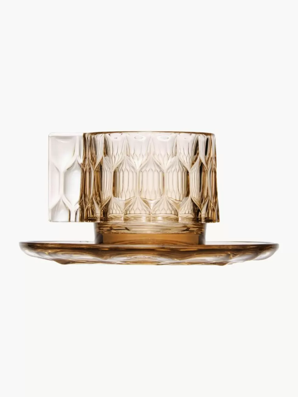 Kartell Koffiekopjes met schoteltjes Jellies met structuurpatroon, 4 stuks | Servies | Koffiekopjes