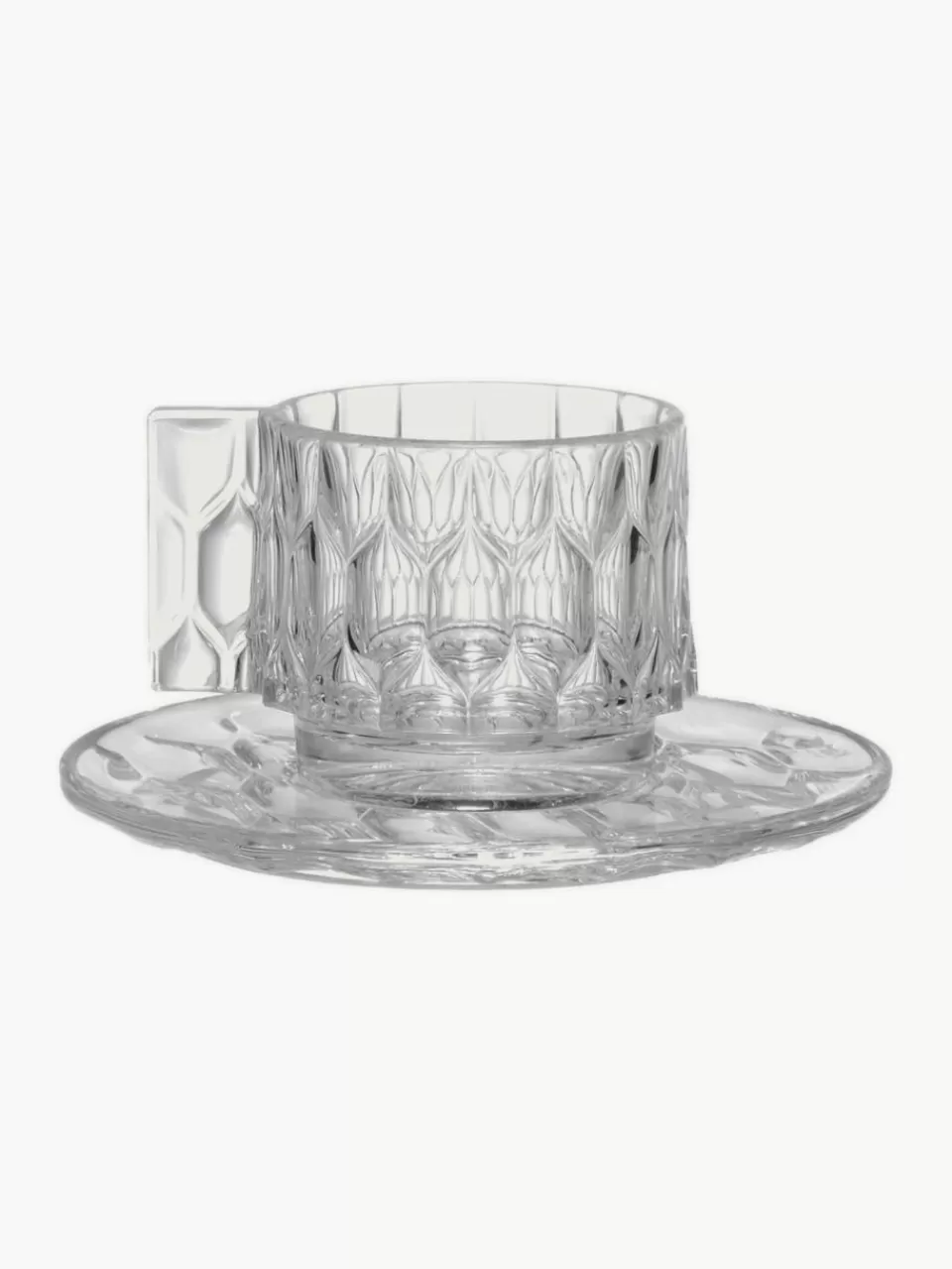 Kartell Koffiekopjes met schoteltjes Jellies met structuurpatroon, 4 stuks | Koffiekopjes