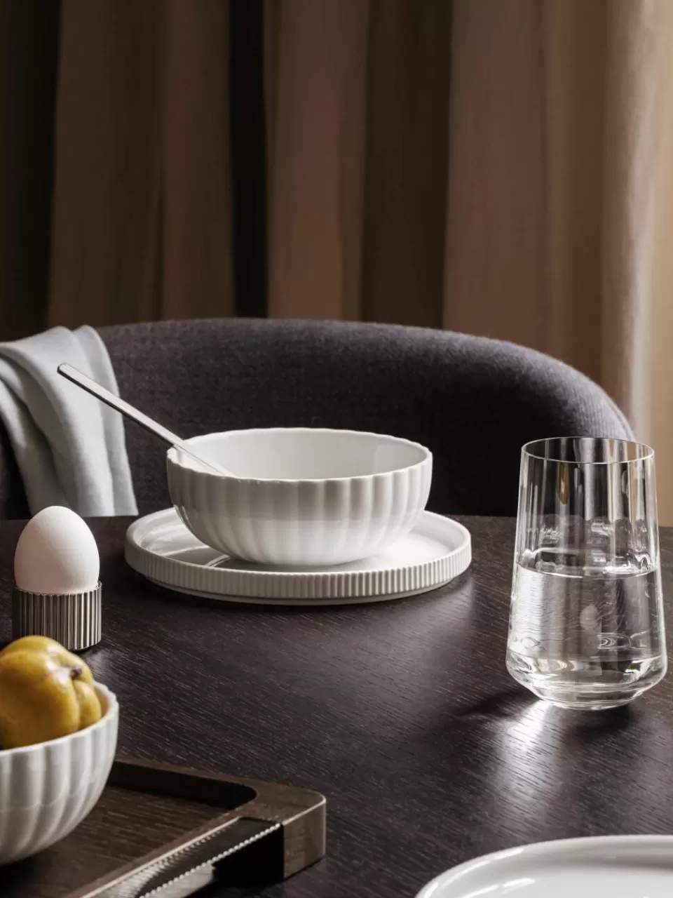 GEORG JENSEN Kristalglazen waterglazen Bernadotte met groefstructuur, 6 stuks | Waterglazen | Servies