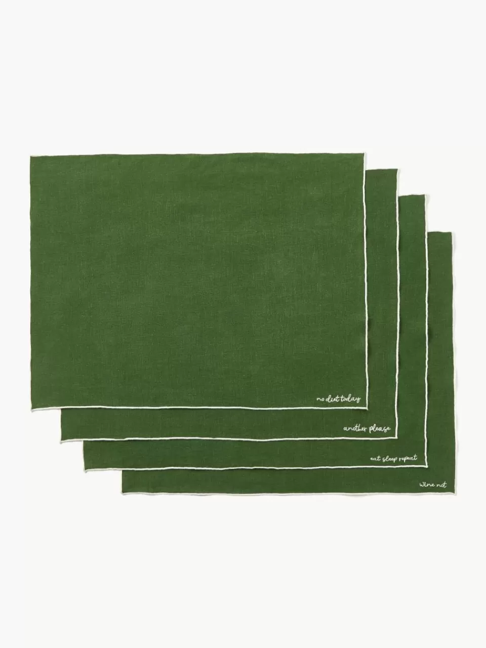 Westwing Collection Linnen servetten Cosmo met borduursel, 4 stuks | Servies | Placemats