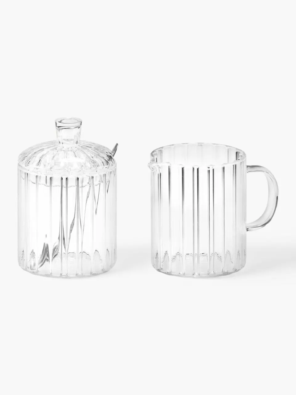 ANDREA HOUSE Melkkan en suikerpotset Brilia van glas, set van 3 | Servies | Melkkannen & Suikerpotjes