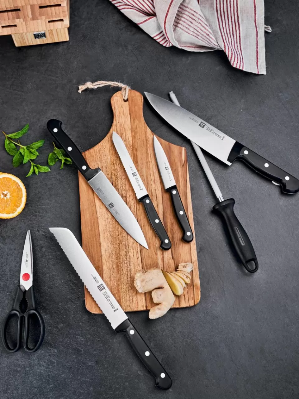 ZWILLING Messenblok Twin Chef uit bamboehout, set van 8 | Keukenmessen | Messenblokken & -Houders