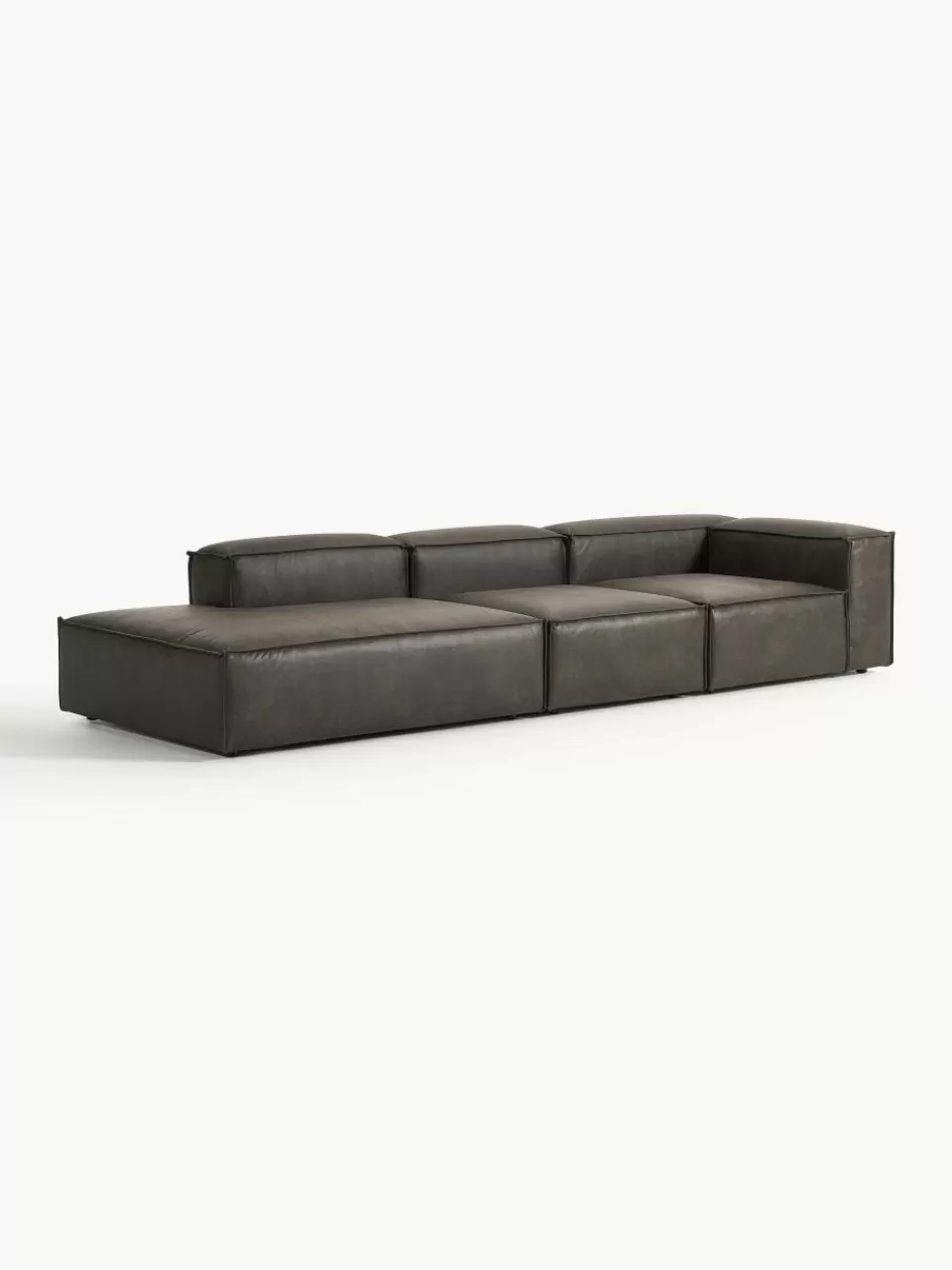 Westwing Collection Modulaire XL chaise longue Lennon van gerecycled leer | Modulaire Kledingkasten | Banken