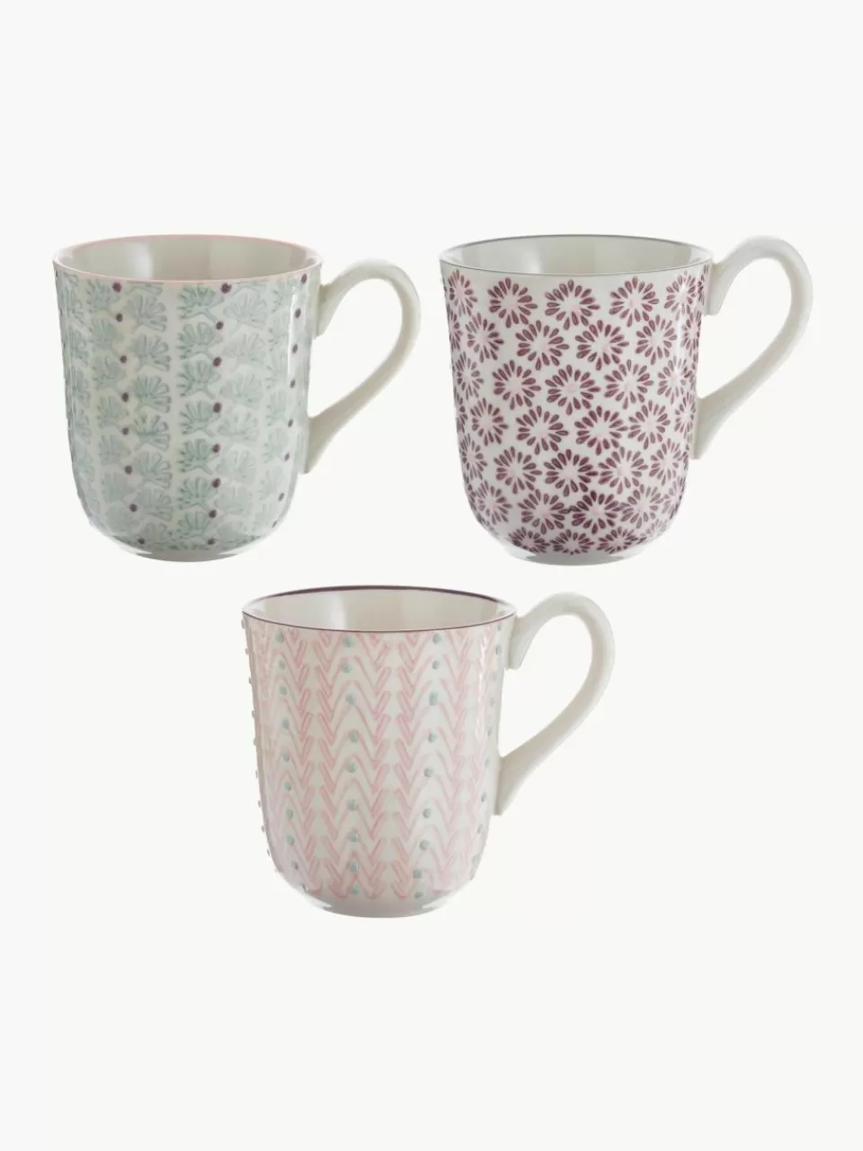 Bloomingville Mokken Maya met klein patroon, set van 3 | Koffiekopjes | Servies