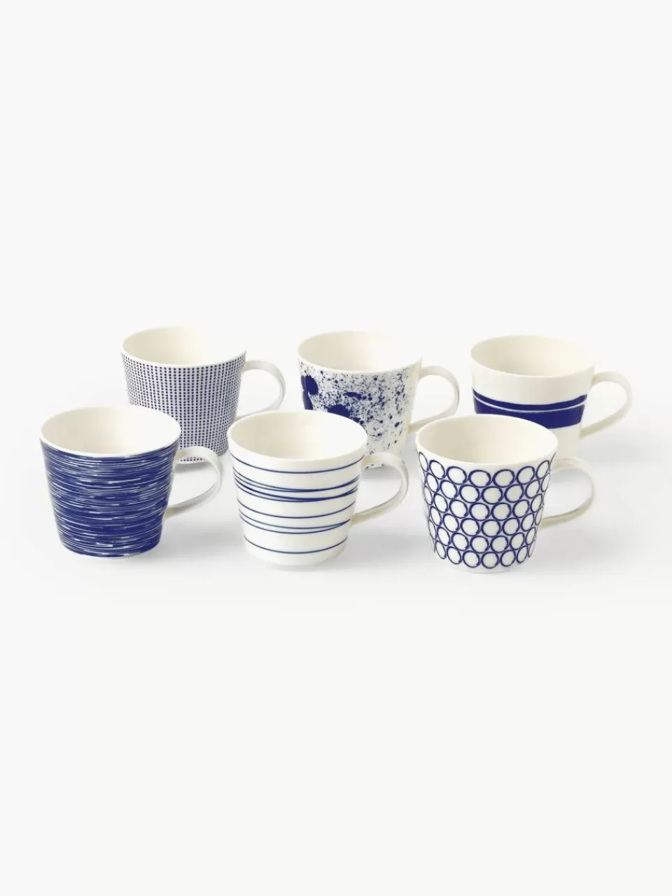 ROYAL DOULTON Mokken Pacific blauw van porselein, set van 6 | Koffiekopjes | Servies