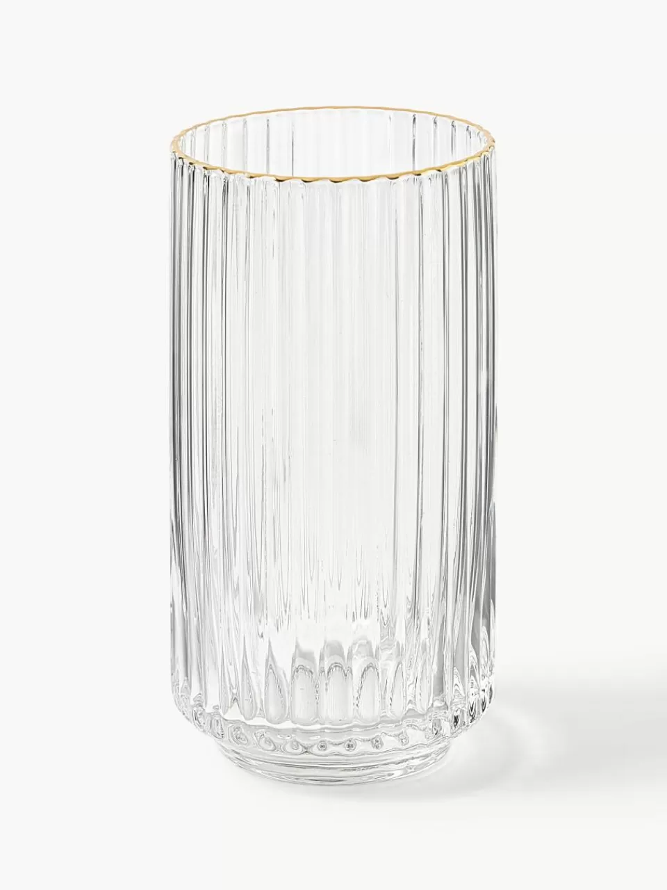 Westwing Collection Mondgeblazen longdrinkglas Aleo met goudkleurige rand, 4 stuks | Servies | Waterglazen