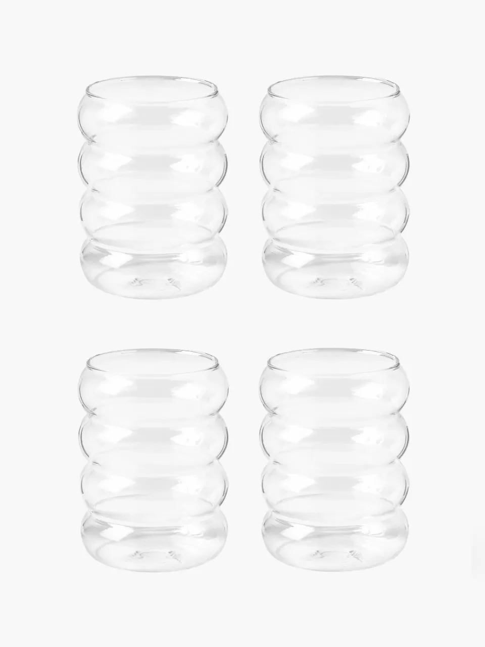 Westwing Collection Mondgeblazen waterglazen Bubbly, 4 stuks | Servies | Waterglazen