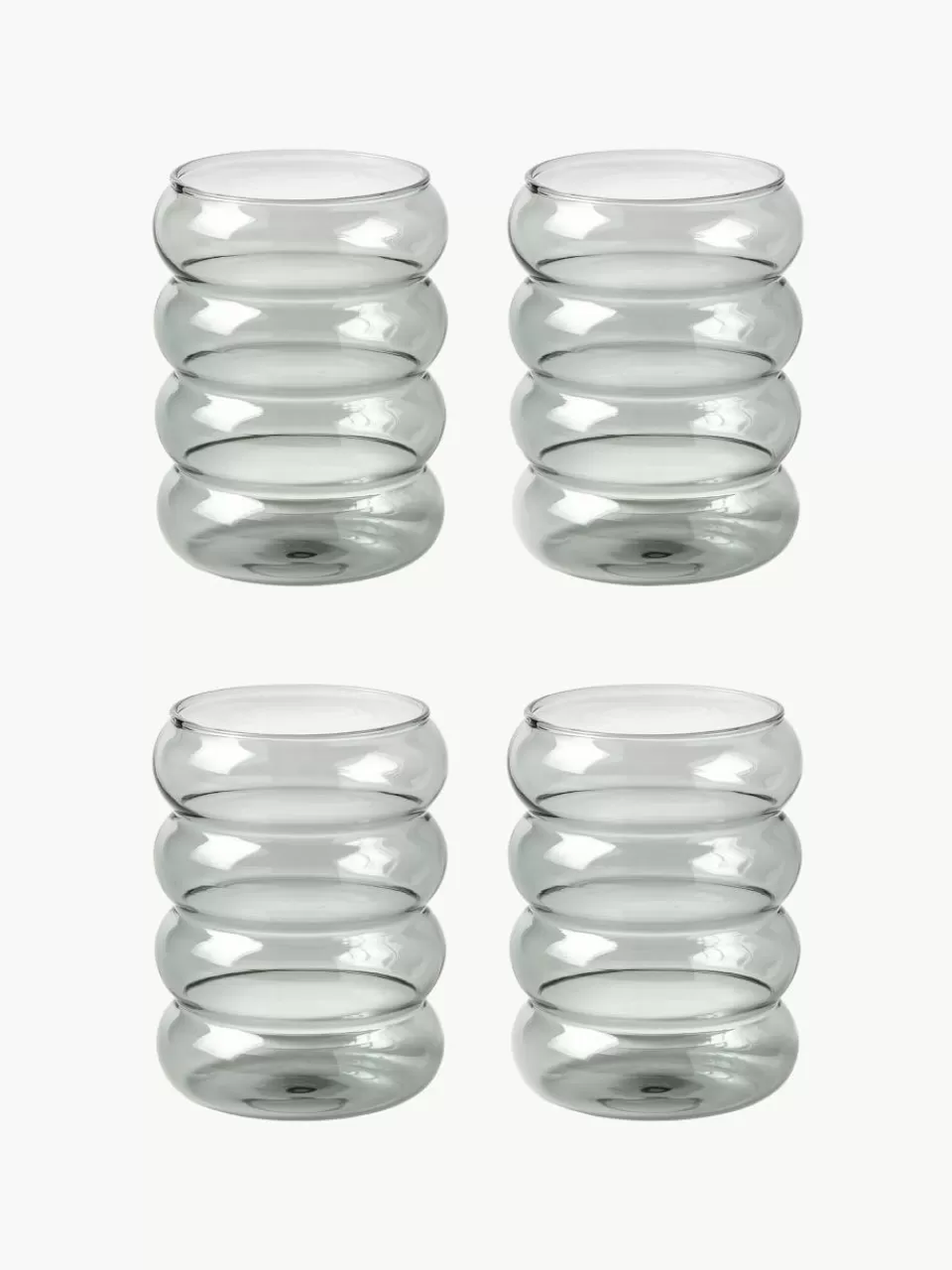 Westwing Collection Mondgeblazen waterglazen Bubbly, 4 stuks | Waterglazen | Servies