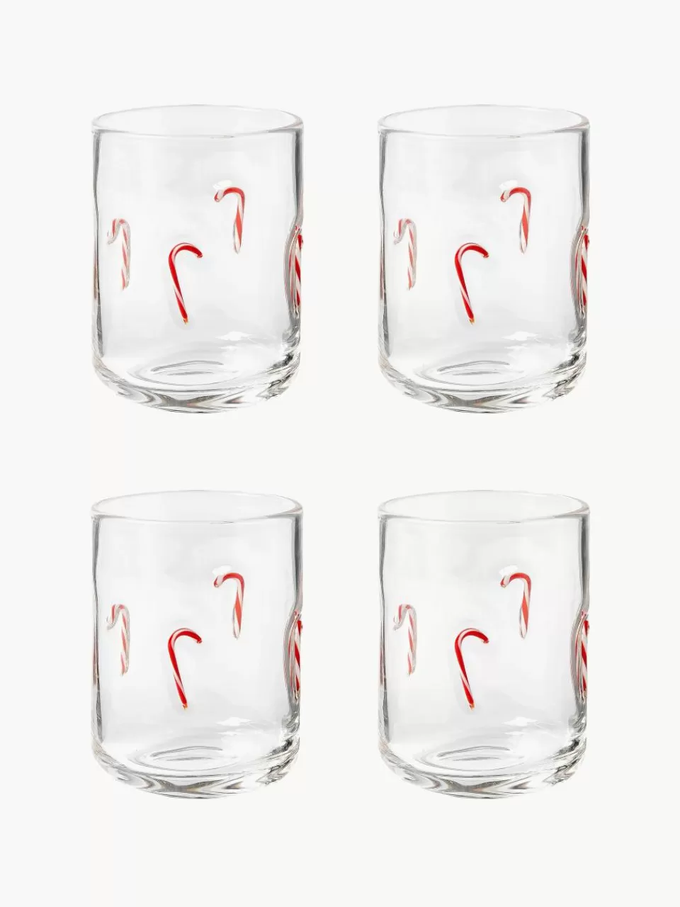 Westwing Collection Mondgeblazen waterglazen Candy, 4 stuks | Waterglazen | Servies