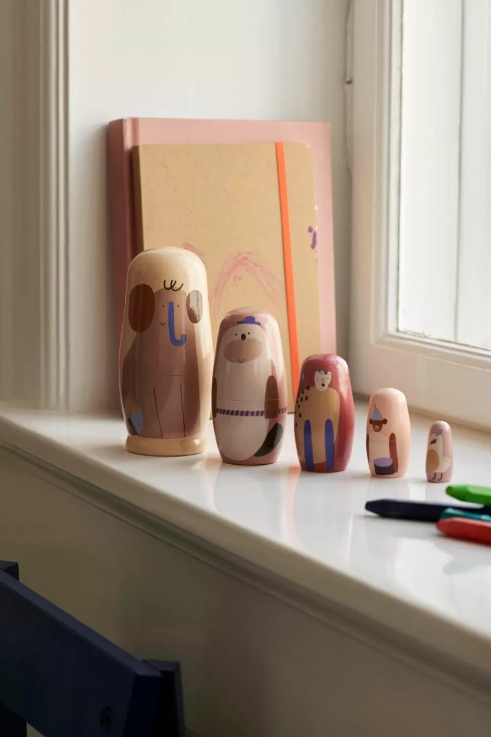 ferm LIVING Kids Nestpoppen Critter van Schima Superba hout, set van 5 | Speelgoed & Knuffels | Speelgoed & Knuffels