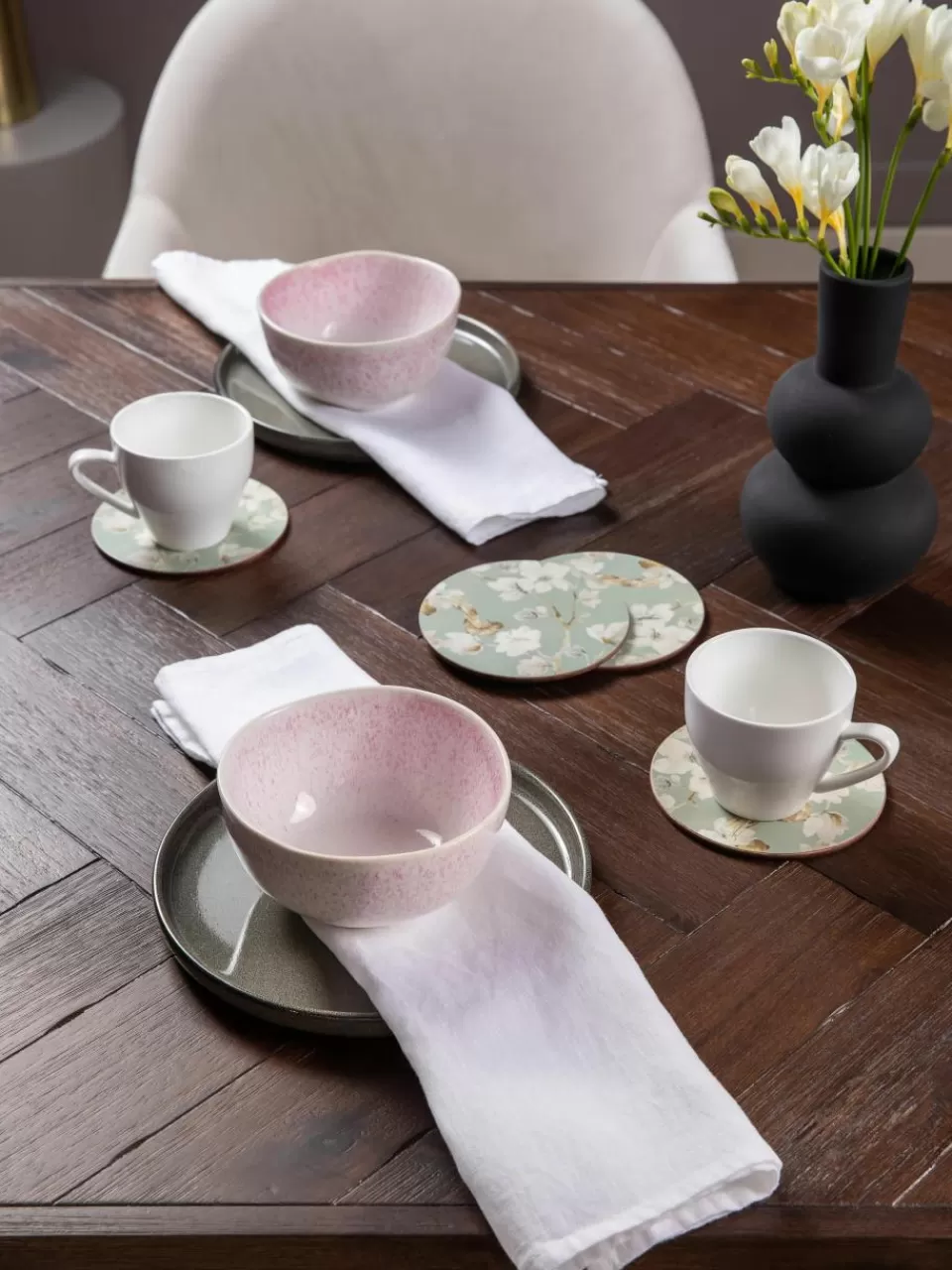 Westwing Onderzetter Duck Egg met bloemenpatroon, 4 stuks | Onderzetters | Servies