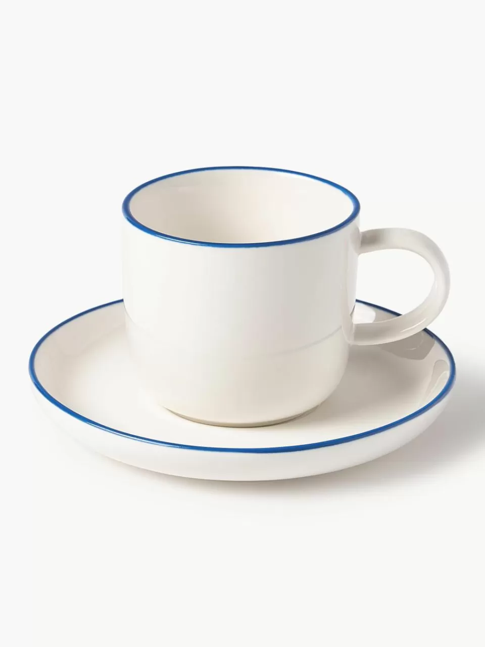 Westwing Collection Porseleinen espressokopjes Facile met schoteltjes, 2 stuks | Servies | Espressokopjes