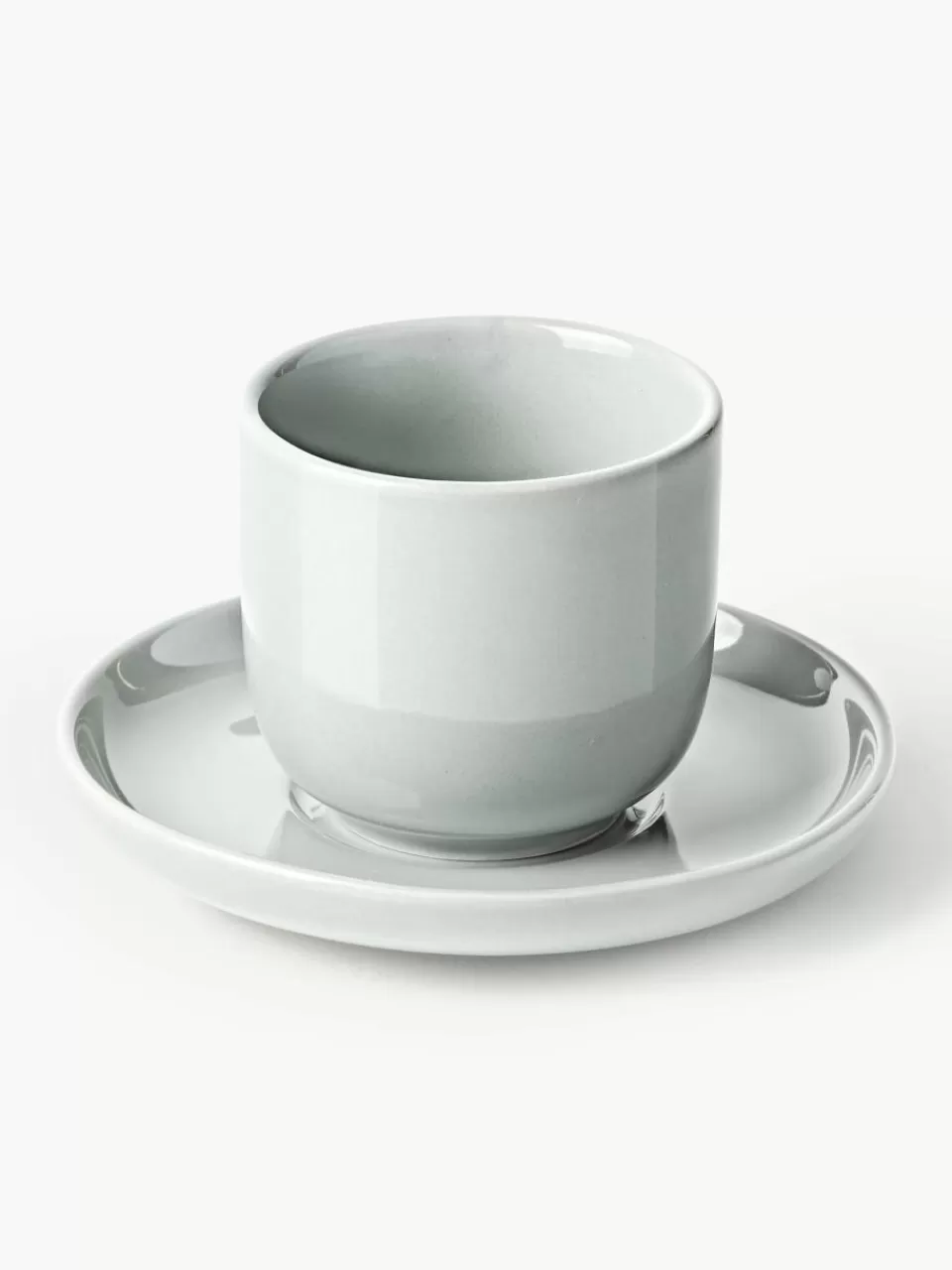 Westwing Collection Porseleinen espressokopjes Nessa met schotels, 4 stuks | Servies | Espressokopjes