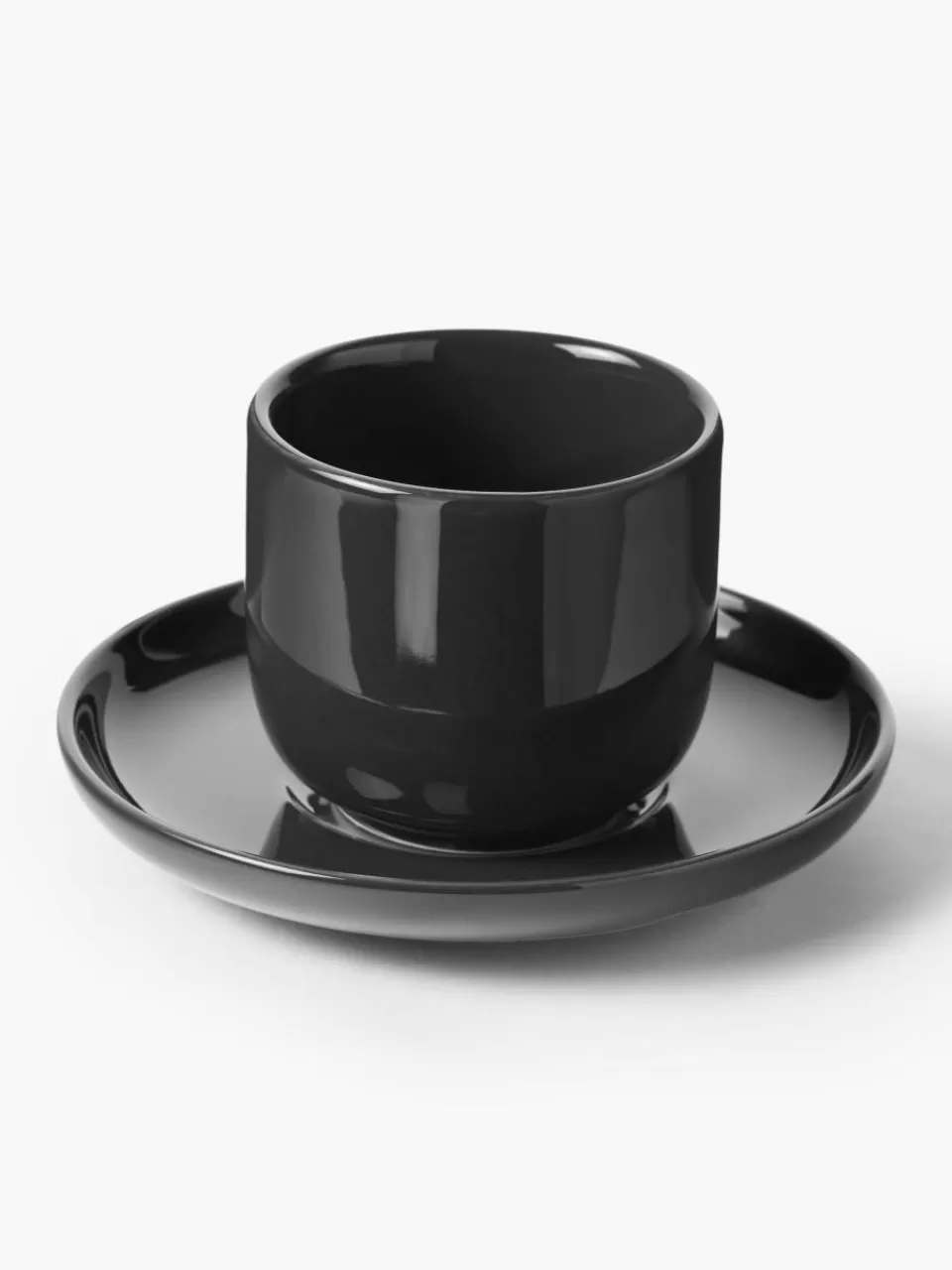 Westwing Collection Porseleinen espressokopjes Nessa met schotels, 4 stuks | Servies | Espressokopjes