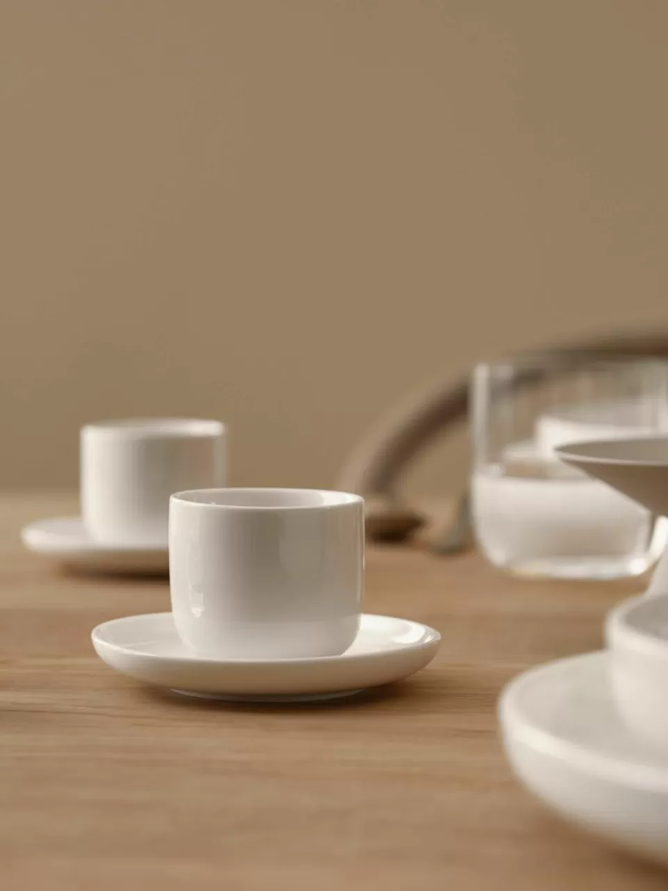 Westwing Collection Porseleinen espressokopjes Nessa met schotels, 4 stuks | Servies | Espressokopjes